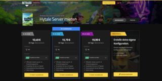 Screenshot: Nitrado – Hytale Preisseite (8 Slots, 30 Tage)